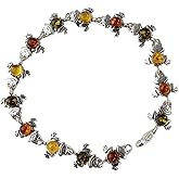 Sterling Silver Multicolored Baltic Amber Bracelet Frogs, Genuine Baltic Amber Bracelet for Women, Amber Jewelry for Women, Amber Bracelets for Adults, Sterling Silver Collection