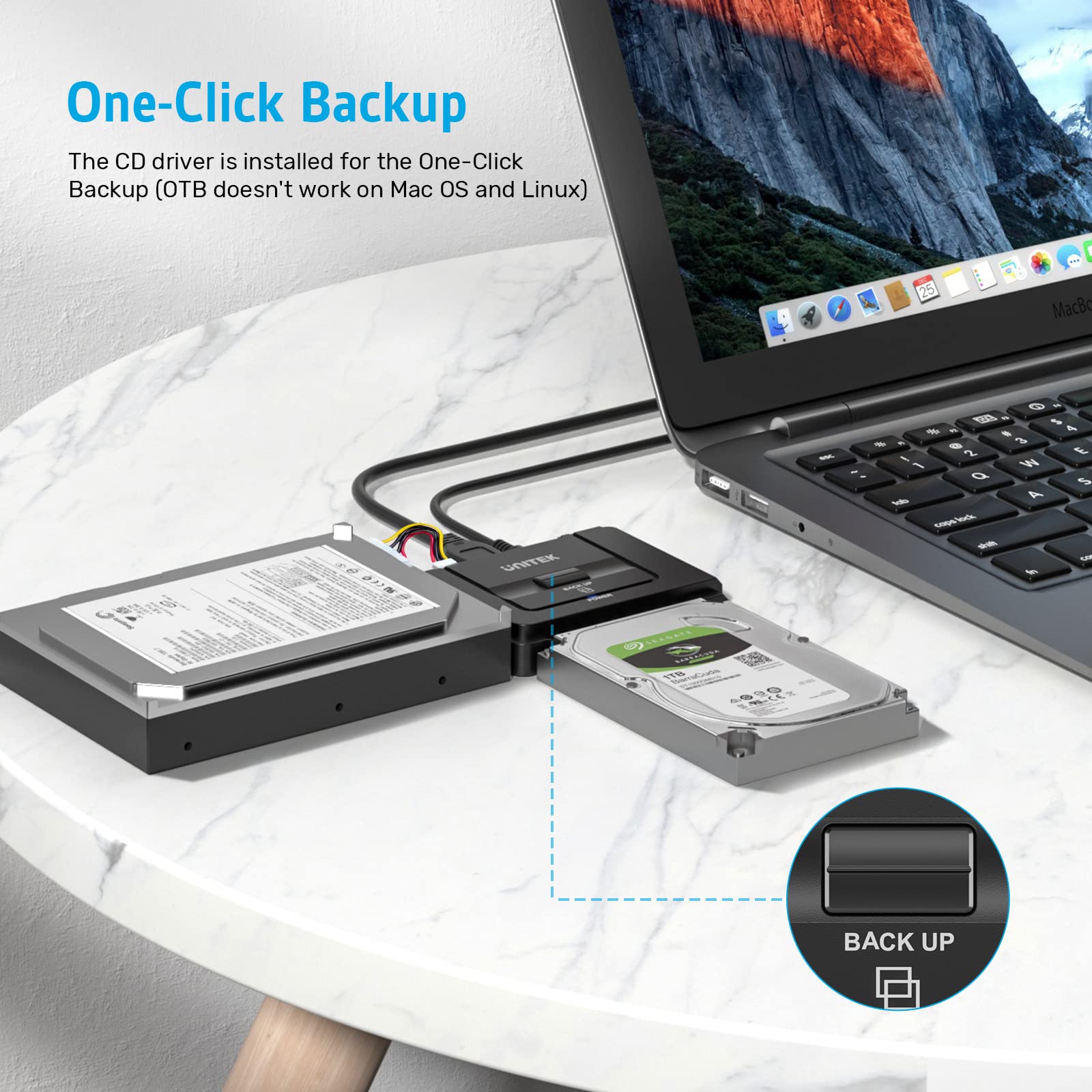 UNITEK USB 3.0 zu IDE SATA Konverter Externer Festplattenadapter für 2.5/3.5 Zoll HDD SSD Festplatten Unterstützung OTB mit Externe DC 12V 2A 3