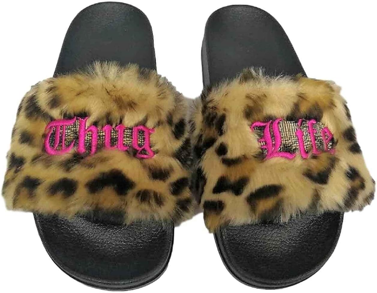 cape robbin faux fur slides