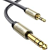 UGREEN 1/8 to 1/4 Stereo Cable 3.5mm TRS to 6.35mm Audio Cable Guitar to Aux Male Cord with Zinc Alloy Housing and Nylon Brai