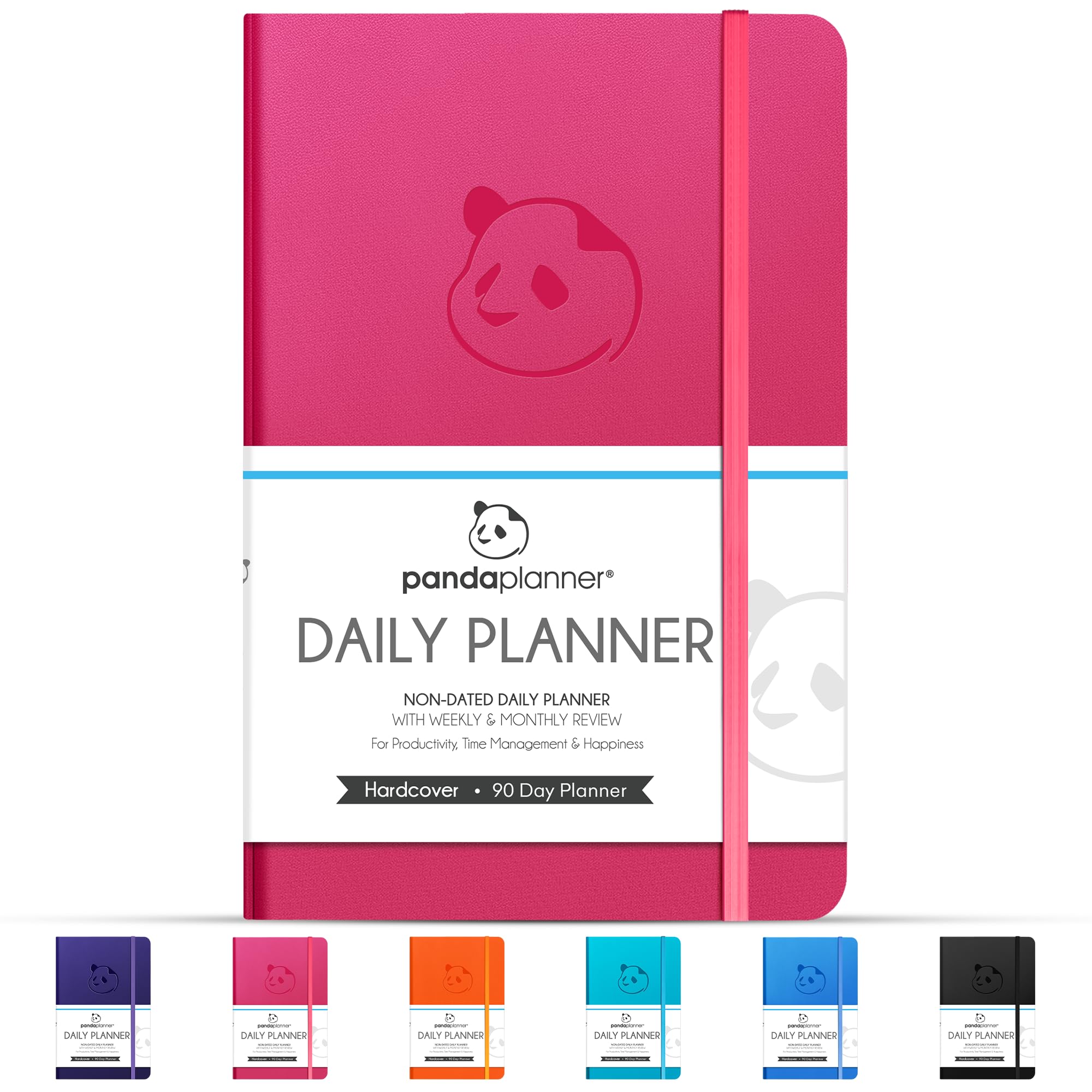 Raspberry Sorbet Daily Planner 2023 by Panda Planner - Organizer Planner for Goals, Gratitude & Focus - Weekly & Monthly Agenda Sections - Undated 90 Day Planner