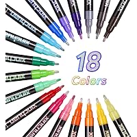 Outline Marker Pens,Double Line Pen Set, Super Squiggles Outline Markers-18 Color Shimmer Markers,Super Double Line…