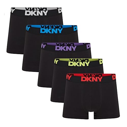 DKNY Scottsdale Mens Boxers Shorts Multipack | Pack Of 5 Cotton Boxers For Men | Breathable Trunks, Cotton Fabric | Mens Underwear Trunks | Ideal Gifts For Him, Black, XL