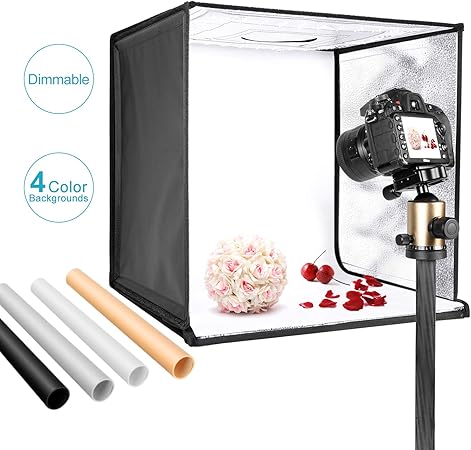 Neewer Photo Studio Luce Scatola 50cm Tenda Luce di Ripresa Luminosit&agrave; Regolabile Pieghevole Portatile Professionale da Tavolo Kit di Illuminazione per Fotografia 120 Luci LED 4 Colori Fondali