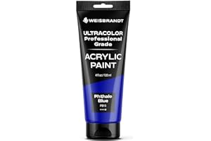 WEISBRANDT Artist Quality Acrylic Paint in Assorted Colors, 4 oz, Rich Pigment, Non Fading and Non Toxic, for Artists & Hobby Painters, Phthalocyanine Blue