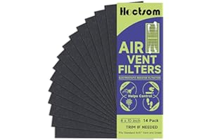 Air Vent Filter 4 x 10 Inch 14-Pack Activated Charcoal, Air Vent Floor Heater Carbon Pre-Filter Sheet 4x10 Inch Work for Home Air Purifier, Register, Ceiling 4" x 10" (Black) Hoctsom