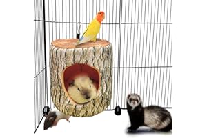 EAEDMY Guinea Pig Rat Ferret Tree Hole Bed and Hammock Tunnel, Hanging Bunk, Parrot Bird Hideout, Small Animals Soft Bed (3.Tree Hole)