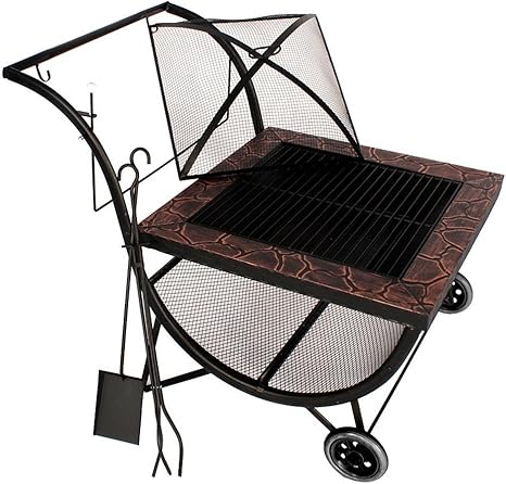 Fire Pit Firepit Brazier Stove Patio Heater Bbq Outdoor Garden Portable Wheels Amazon De Garden