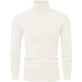 EONDOM Men's Slim Fit Turtleneck Sweater Casual Cable Ribbed Pullover Knitted Sweaters