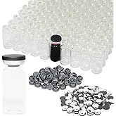 10ml Clear Glass Vials-2-1/2 Dram Clear Glass Headspace Vials with Black Plastic-Aluminum Flip Caps and Rubber Injection Stop