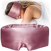 YFONG 100% Mulberry Silk Sleep Mask, Total Blackout Silk Eye Mask for Sleeping Women & Men, 22 Momme 6A Grade Pure Silk with Adjustable Band Designed for Side Sleeper Pink
