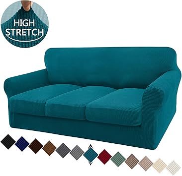 granbest 4 piece high stretch couch covers for 3 cushion couch super soft fitted sofa slipcover non slip sofa cover furniture protector with