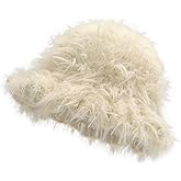 ZLYC Winter Fuzzy Bucket Hats for Women Warm Furry Faux Fur Hat Fluffy Fisherman Cap