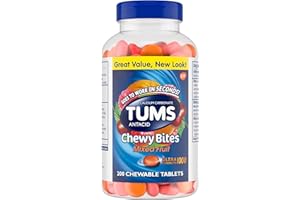 TUMS Chewy Bites Chewable Antacid Tablets for Ultra Strength Heartburn Relief, Great for a Summer BBQ- Mixed Fruit - 200 Count