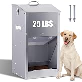 PKNYBZH Automatic Dog Feeder Large Breed Stainless Steel Feeder Dispenser | 25LBS Outdoor Dog Feeders for Large Dogs, Automatic Dog Food Dispenser for Large Dogs and Cats