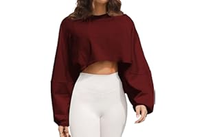 Meladyan Women Long Sleeve Crewneck Crop Top Tee Shirt Sweatshirt Casual Solid Loose Fit Workout Cropped Pullover Tshirt