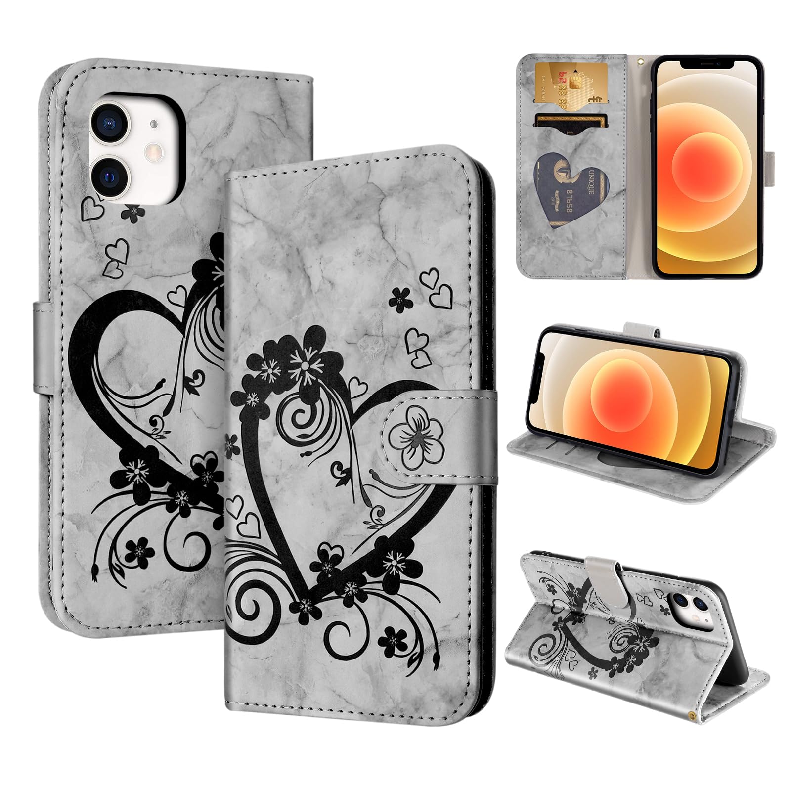 CASAFUNY iPhone 12 Protective Wallet Case - Magnetic Closure Flip Case, Black — image 1