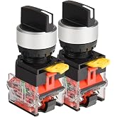 APIELE 22mm 2 Position Selector Switch 10A 440V Push Button Switch Maintained (Pack of 2)