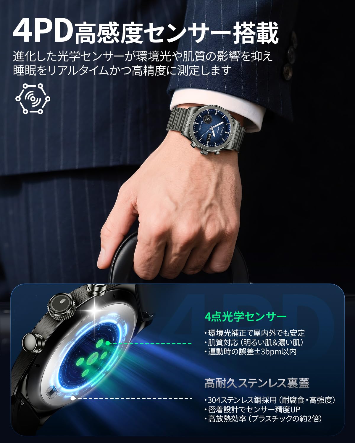 Fossil R1 Smart Watch, Bluetooth Calling Function, Upgrade Chip, 1.32-inch AMOLED Sapphire Glass Screen, Continuous Display, Smartphone GPS, 14 Days of Continuous Use, 4 PD Sensor, Motion Detector