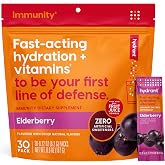 Hydrant - Immunity Electrolyte Powder, Elderberry Flavor, 30 Instant Rehydration Stick Packs - Electroyte Blend with Vitamin C, Vitamin D, and Zinc for Immune Support
