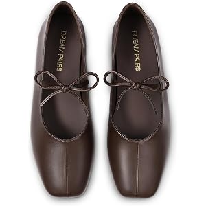 DREAM PAIRS Women's Ballet Mary Jane Flats | Square Toe Slip on Ballet Flats for Women,with Bow Dressy Comfortable for Casual