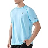 Roadbox Men's UPF 50+ Swim Shirts, Short Sleeve UV Sun Protection Rash Guard T-Shirt, Quick Dry Water Surfing Beach Tees
