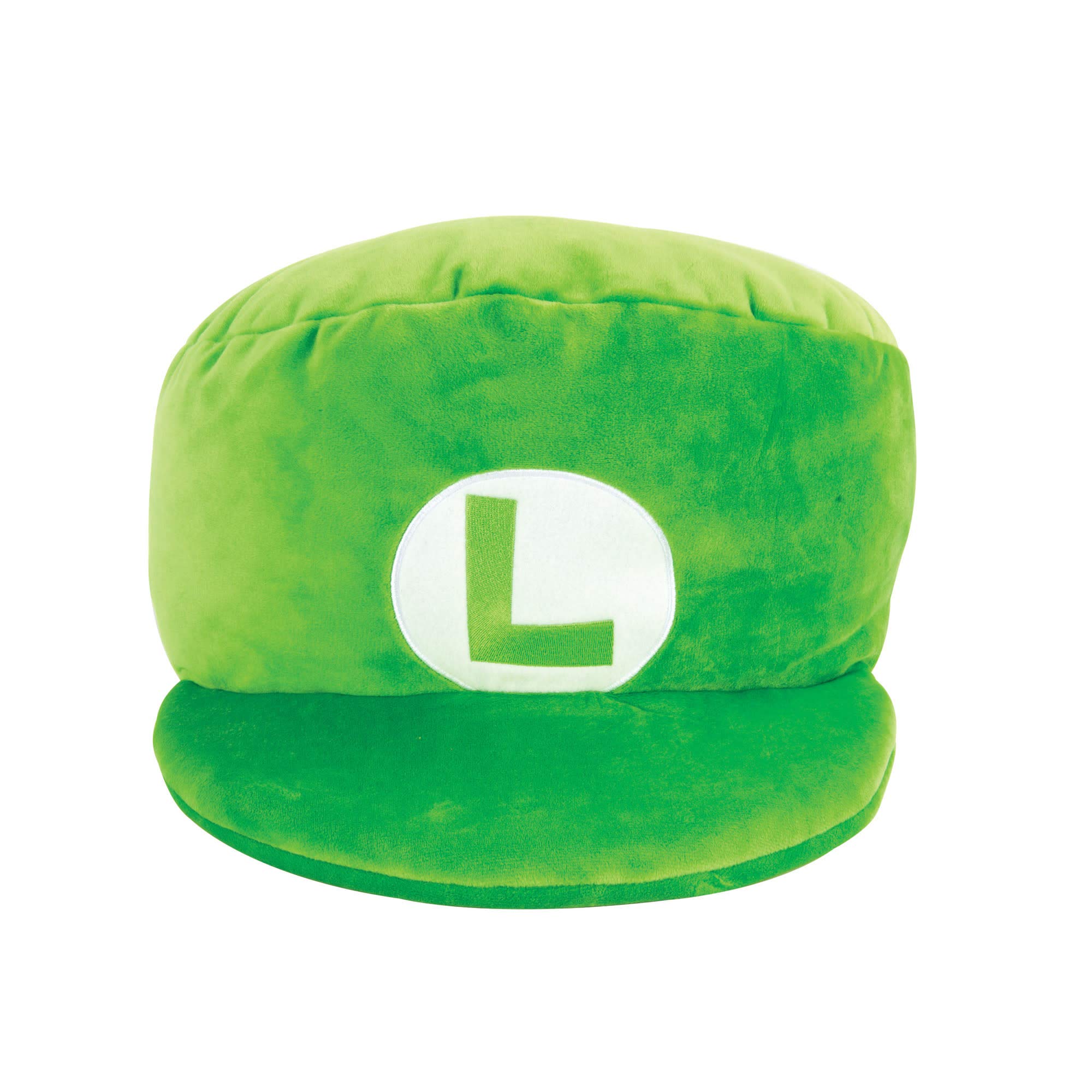 TOMY T12962 Mocchi Green Luigi Hat Plush 40 cm, Nintendo & Mario Merchandise Bedroom Accessories, Super Soft Toy for Boys and Girls, Mario Cushion Suitable from 3 Years, 14.5in x 7.25in