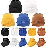 BQUBO Newborn Baby Hat Mittens Socks Set Infant Cotton Beanie Gloves Thick Warm Socks for 0-6 Months Boys Girls