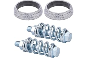2pcs Exhaust Manifold Gasket & 2 Bolts Kit, High-Temp Sealed Donut Gasket with Shock Absorbing Springs for Car, Truck, SUV Ex