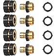STYDDI Garden Hose Quick Connect Fittings Coupler, Metal Hose Fitting Quick Connector 3/4 Inch GHT Male and Female - No Leaks Water Hoses Quick Disonnect Adapter, 4 Set