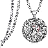 Zaruiqun Knights Templar Necklace Mens 925 Sterling Silver Armor Of God Pendant Templar Knight Cross Amulet Necklaces Jewelry for Men