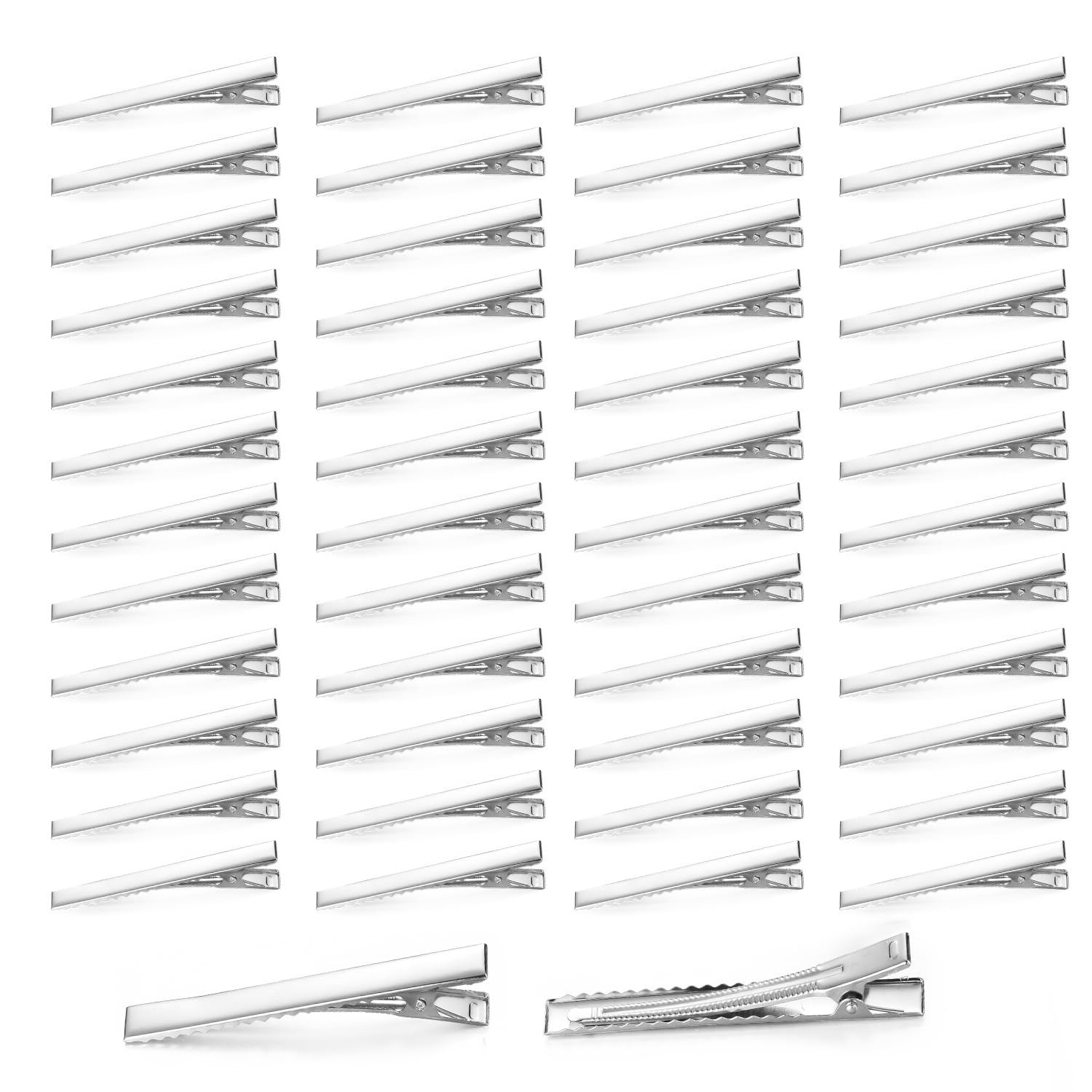 Wynameleri 50Pcs Goody Classic Metal Domed Hair Barrettes, 5.6Cm Large Thin Silver Hair Clip Slides For Women, Metal Hair 2.5” Long Control Grip Clips