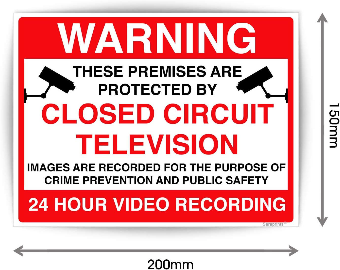 Pack of 2 Camera Sticker Self Adhesive Waterproof Vinyl CCTV Warning Stickers 200mmx150mm V1163 - Image 4