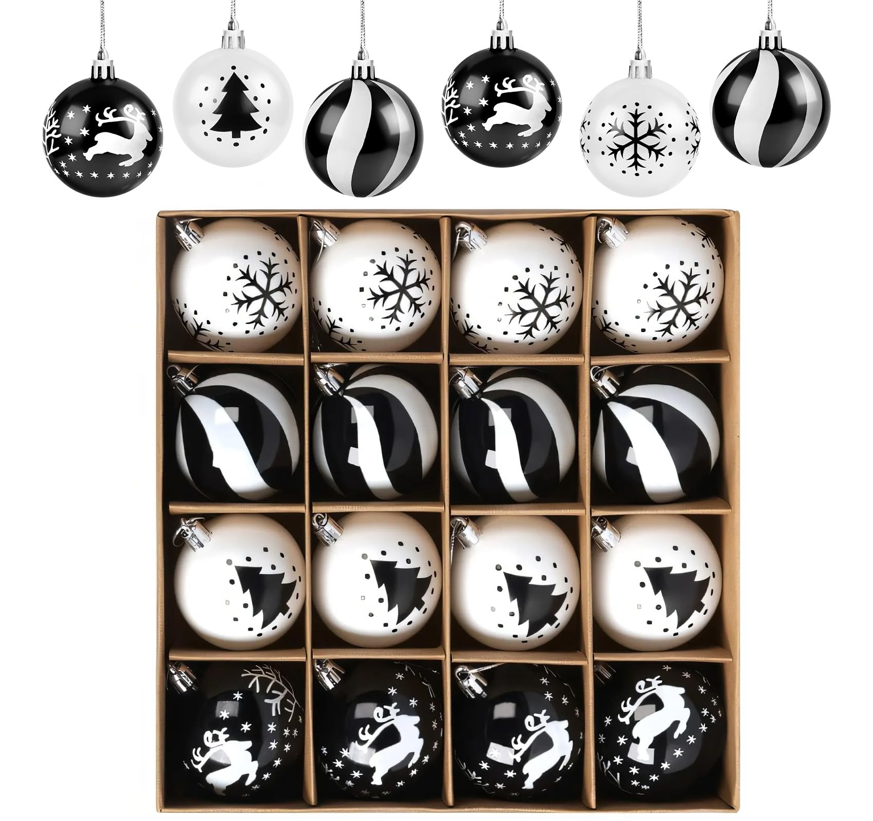 Christmas Baubles Plastic, 16er Christmas Baubles Christmas Decoration, Christmas Tree Decoration Pendant Reusable Tree Decoration