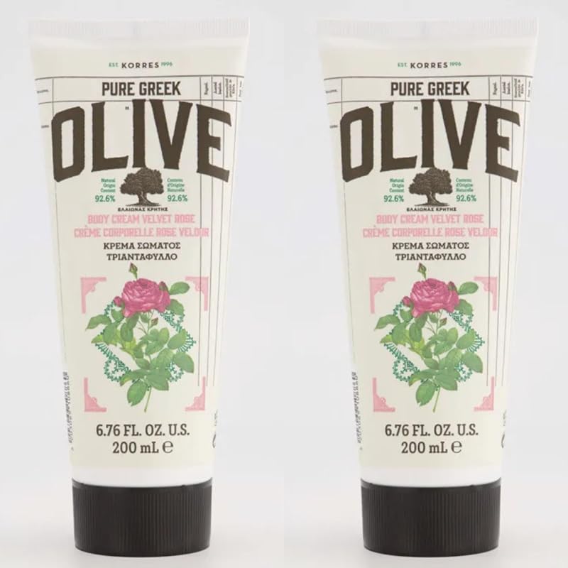 Korres Pure Greek Olive Body Cream Velvet Rose 200mL Hydrating Moisturizer