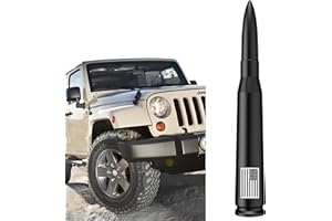 Engirette American Flag Car Truck Bullet Antenna Replacement - Anti-Theft Design for Jeep Wrangler Gladiator JL JK JT Rubicon Sahara Unlimited Sport 4xe Willys Mojave 2007-2024 (Matte Black)