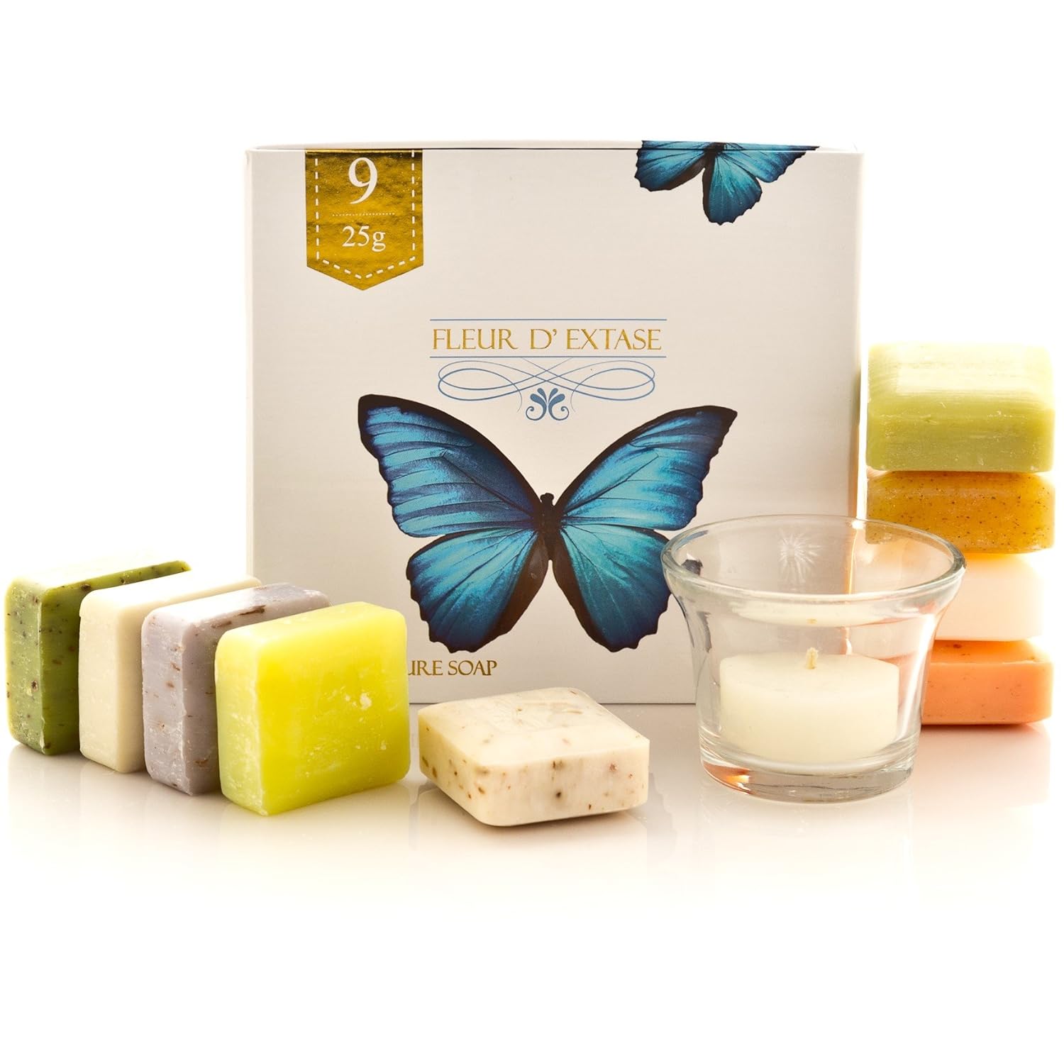 Fleur D' Extase (Ecstacy) Soap 25 Gram Bars Of Guest Soaps - All Natural (Gift Set of 9 Soaps): Beauty