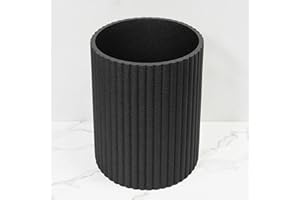 DoveeDosa Black Luxury Stone Bathroom Trash Can, Modern Bathroom Office Trash Can, Resin Wastebasket, Garbage Receptacle Bin 