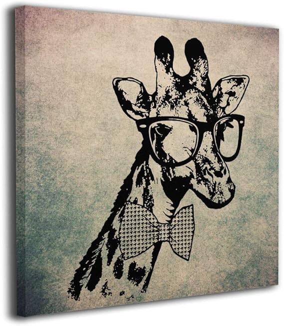 Amazon Co Jp Jmj Paint クレージー ジラフ キリン レディ モー モー アートフレーム 壁掛け絵画 飾り絵画 フレーム装飾画 キャンバス絵画 部屋飾り 正方形 美術イラスト ソファの背景絵画 木枠セット お洒落 Arts モダン 新築飾り 贈り物 服 ファッション小物