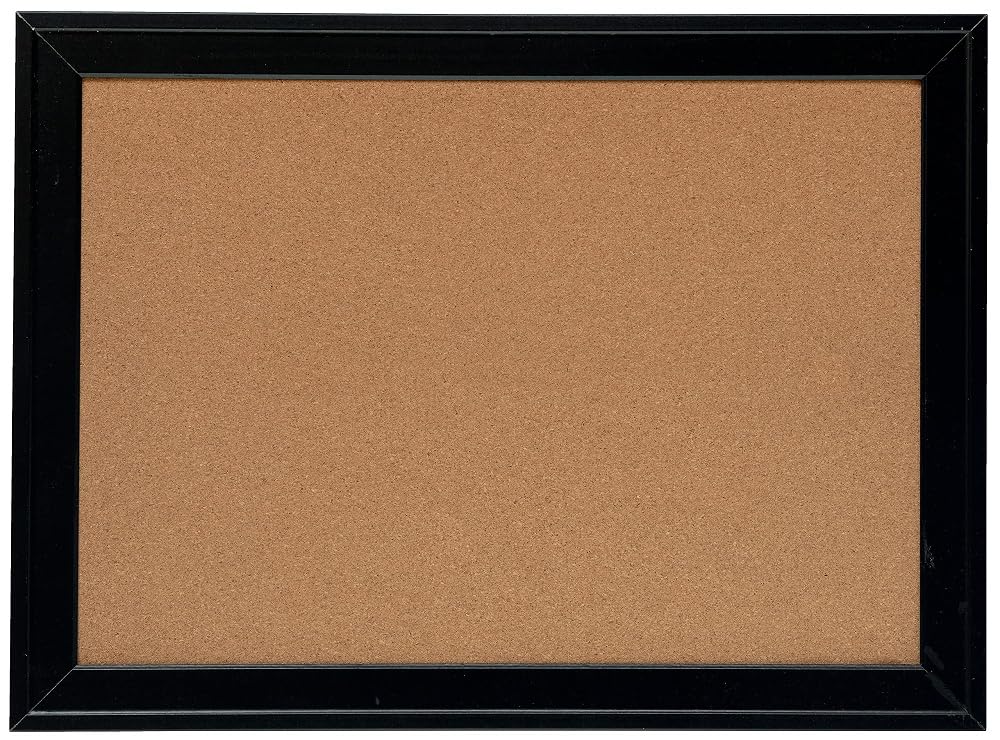 Nobo Small Cork Notice Board With Contemporary Black Frame, Wall Mountable, Includes Fixing Kit, Home/Office, 585 x 430 mm, 1903922