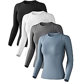 Women's Compression Shirts Long Sleeve Athletic Workout Tops Cool Dry Underscrubs Sun Protection for Gym Yoga Running