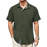 Hardaddy Men's Button Down Shirts Short Sleeve Casual Shirts Summer Beach Vacation Shirt with Pocket for Business Wedding