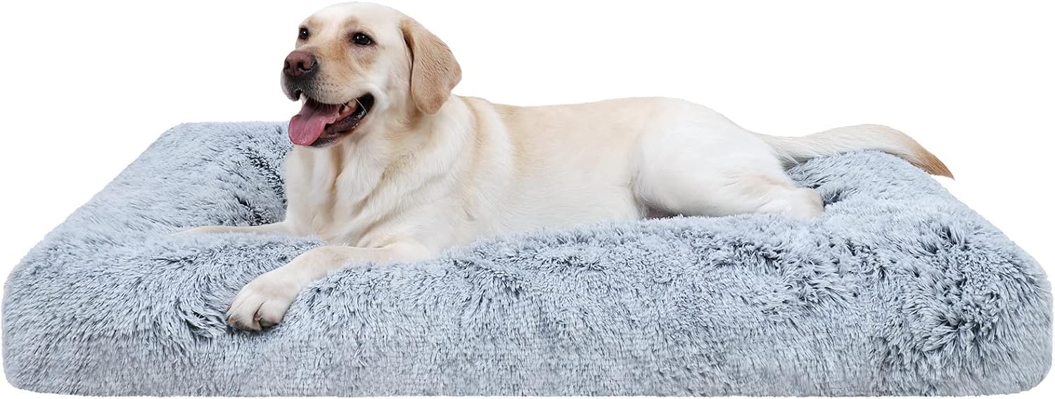 Photo 1 of CHAMPETS Orthopedic Dog Bed Large Size, Washable With Removable Cover, Waterproof Crate Bed, Non-Slip Bottom, Fluffy Pet Bed