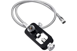 WaveToGo Scuba Fill Station with 34" Detachable Stainless High-Pressure Air Fill Whip – Quick Coupler 1/8" Foster Compatible – Works with 3000PSI & 4500PSI Aluminum & Carbon Fiber Tanks