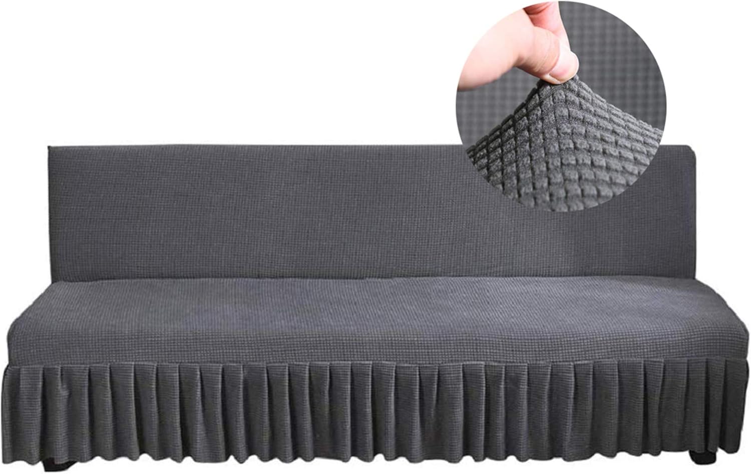 Armless Stretch Futon Covers with Skirt Soft Jacquard Sofa Bed