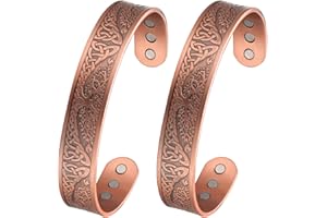 MagEnergy Magnetic Copper Bracelet for Men Life of Tree, 99.99% Pure Copper Bangle with 3500 Gauss Magnets, Adjustable Cuff Viking Jewelry Gifts 2PCS