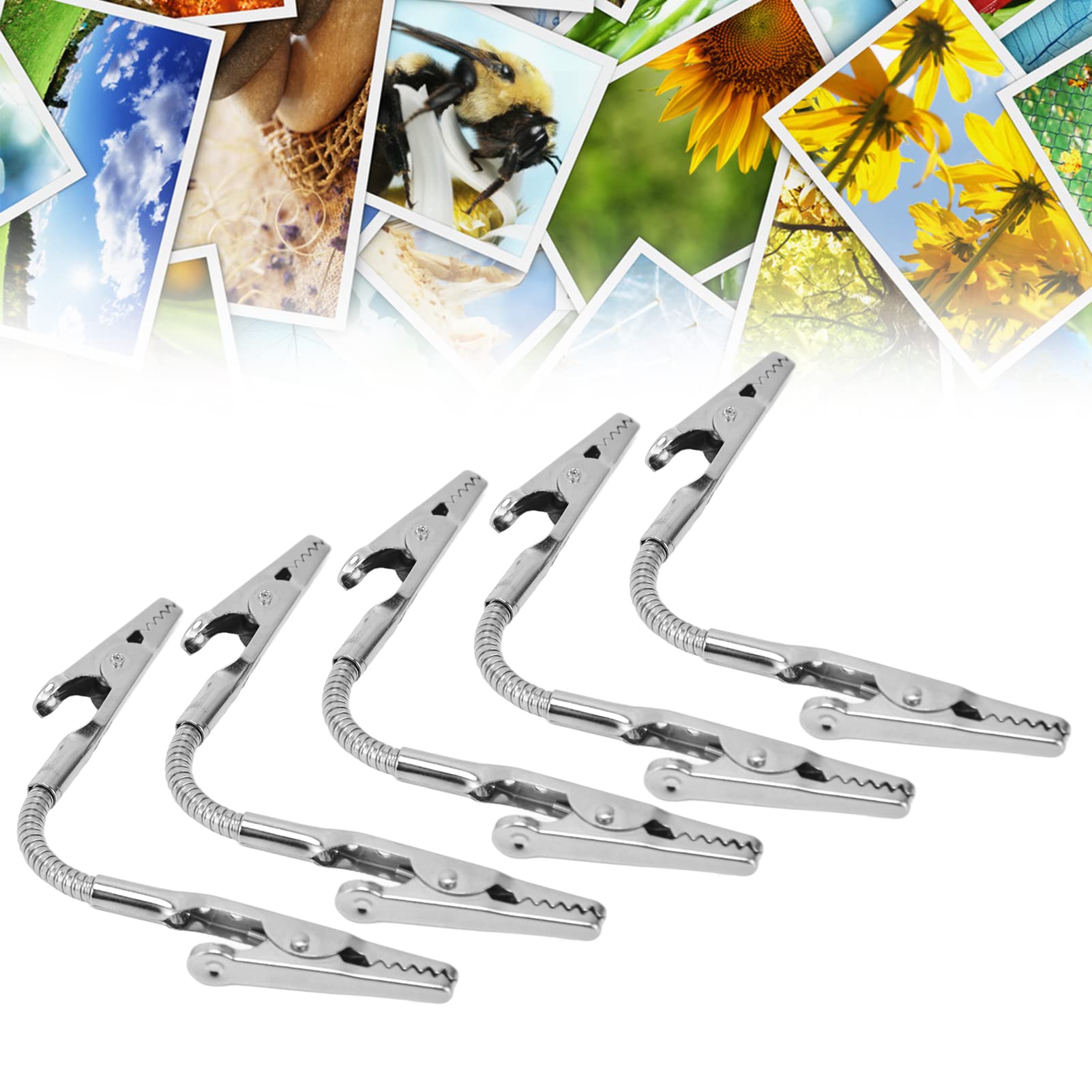 Hztyyier 5Pcs Metal Clips Sturdy Double Head Memo Clip Photo Holder for Number Cards Paper Note