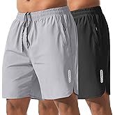 Vkluck Athletic Running Shorts for Men 7" Lightweight Quick Dry Gym Shorts with Zipper Pockets for Casual, Workout, Travel