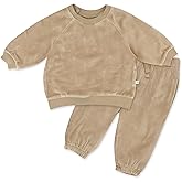 HonestBaby Baby 2-Piece Cozy Velour 100% Organic Cotton Sweatshirt and Jogger Sweatpants Set