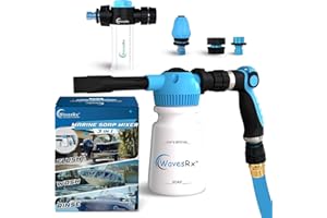 WAVESRX PWC & Boat Wash Sprayer & Engine Flush Mixer to Wash Salt Away | Dual-Use Marine Soap Foamer to Quickly Wash and Rinse | Cleaning Kit for Boating with Garden Hose Quick-Connect